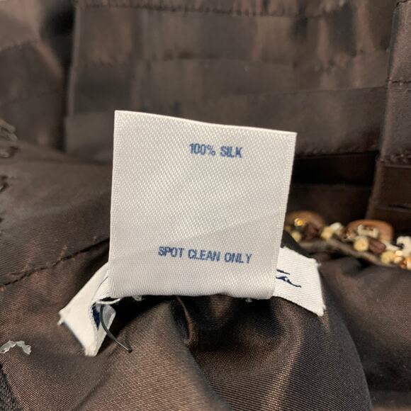 OSCAR DE LA RENTA SS08 Size 6 Brown Silk Pleated A-Line Dress - Picture 5 of 5